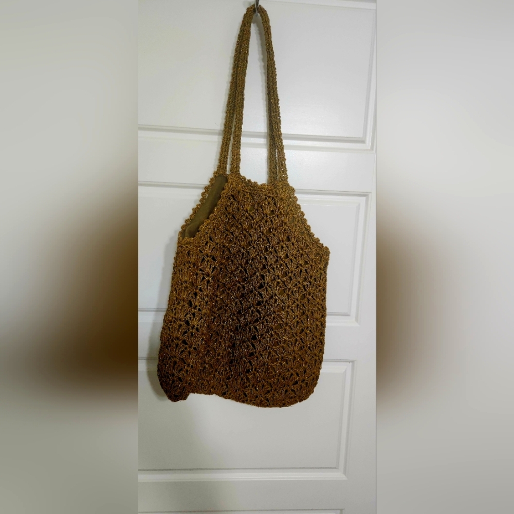 Stylish Tan Woven Tote Bag